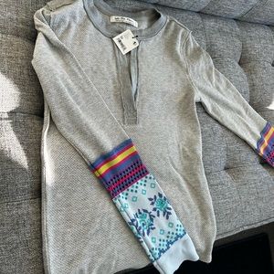 Free People long sleeve thermal with cute sleeve pattern